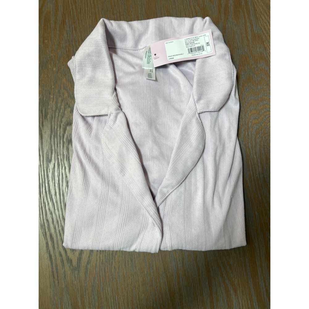Wild Fable Pale Orchid Pointelle Pajama Set 2X Plus Size Short Sleeve Shorts NWT - Picture 3 of 4